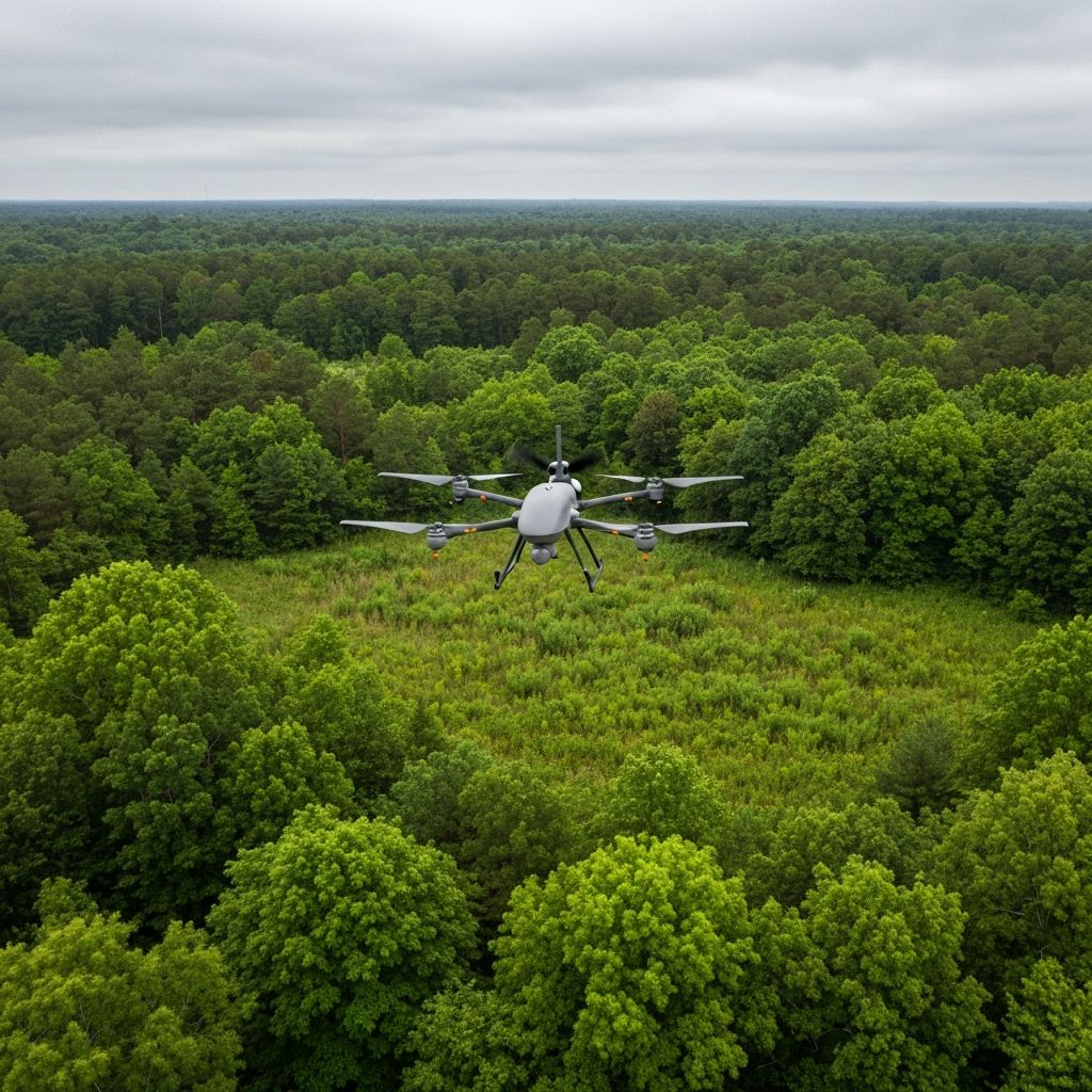 Drone over vegetation